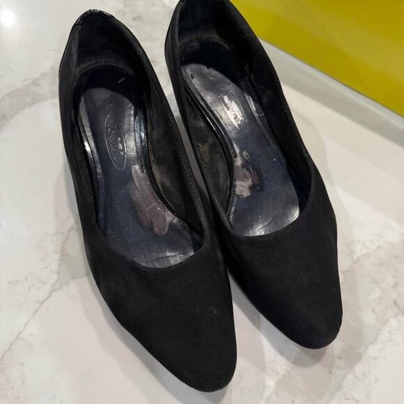 Circa Joan & David Black Slip On Wedge Pumps Women’s 7.5M Fabric Upper Classic - Picture 6 of 8